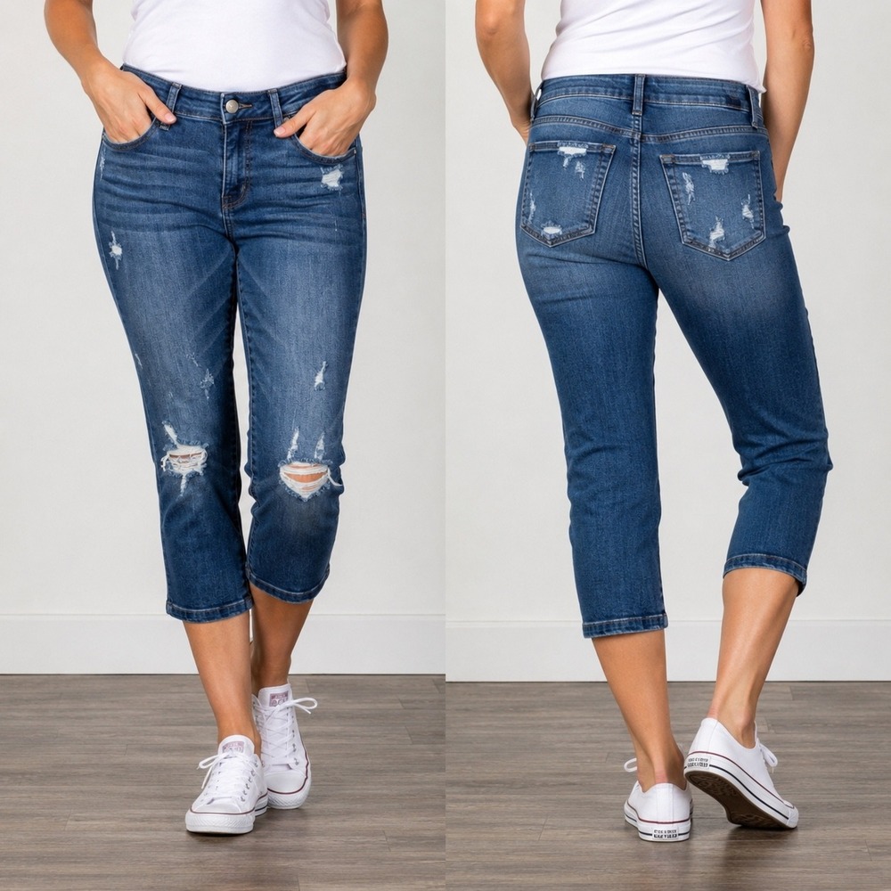 Judy Blue Los Angeles Distressed Skinny Jeans Dark Wash Denim Size 9/29